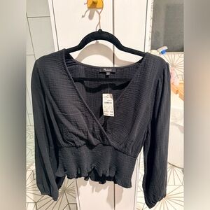 Madewell Black V-Neck Blouse
